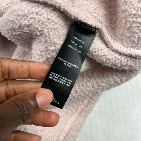 Bebe Logo Sherpa Sweater Pink Cozy Soft Casual Logo Plush Y2K Pullover MEDIUM - Picture 8 of 10